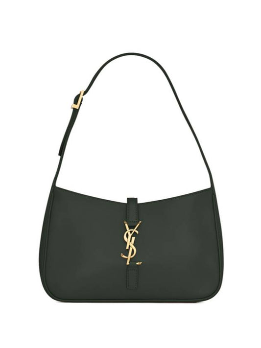 Luxury Saint Laurent Trending 2025 Le 5 A 7 Smooth Leather Hobo Shoulder Bag Dark Green