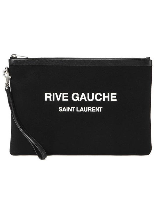 Luxury Saint Laurent Trending 2025 Rive Gauche Zipper Strap Clutch Bag Black