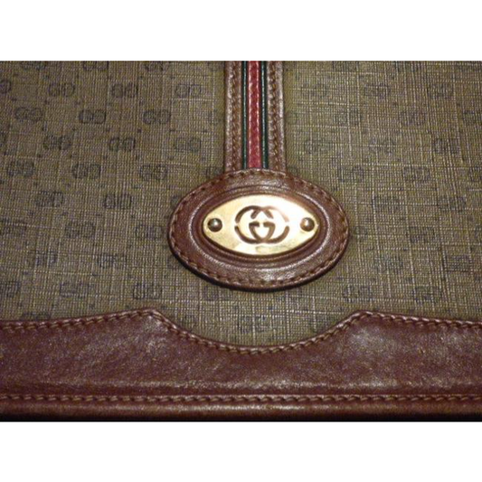 Gucci Vintage Pursesdesigner Purses Brown Leathersmall G Logo Print In Shades Of Brown With Redgreen