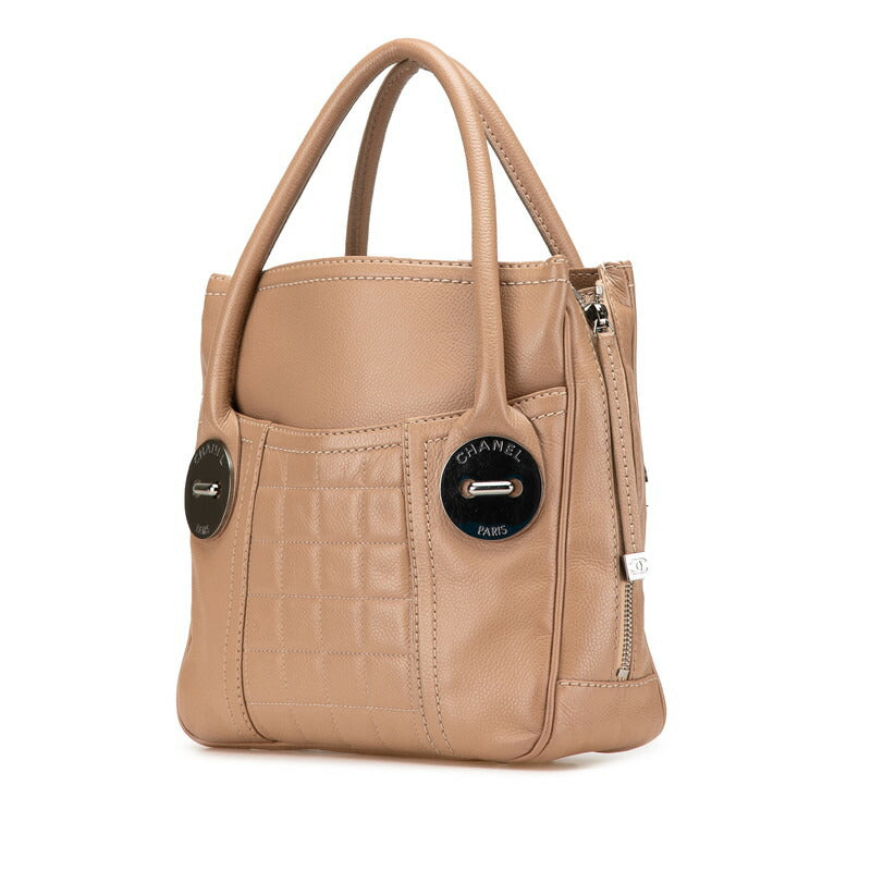 Chanel Choco Bar Caviar Skin Handbag Classic Flap