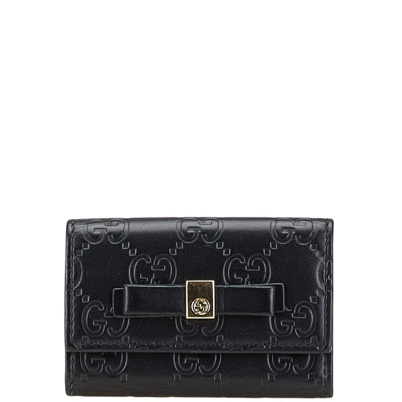 Gucci Gucci Signature Ribbon 6 Key Case Leather