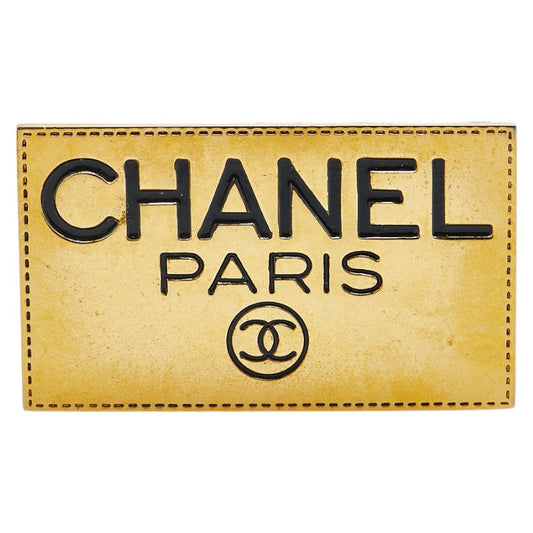 Chanel Gold Plated Logo Plate Brooch Classic Flap Tote