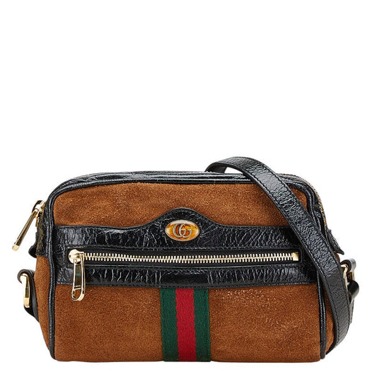 Gucci Ophidia Suede Patent Leather Shoulder Bag