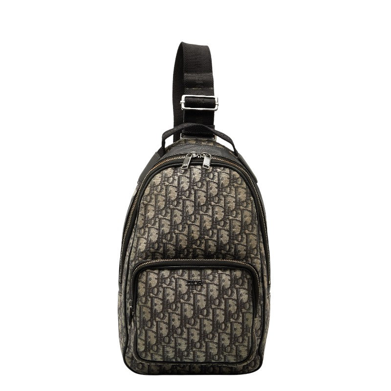 Dior Oblique Trotter Canvas Leather Shoulder Bag