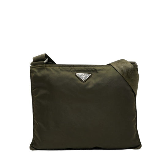 Prada Triangle Logo Plate Nylon Shoulder Bag