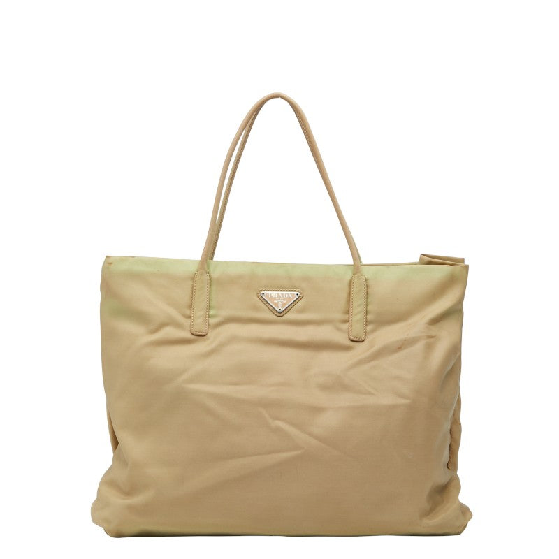 Prada Triangle Logo Plate Nylon Tote Bag