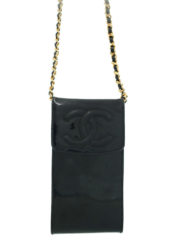 Chanel Coco Mark Chain Mini Pouch Shoulder Bag Black