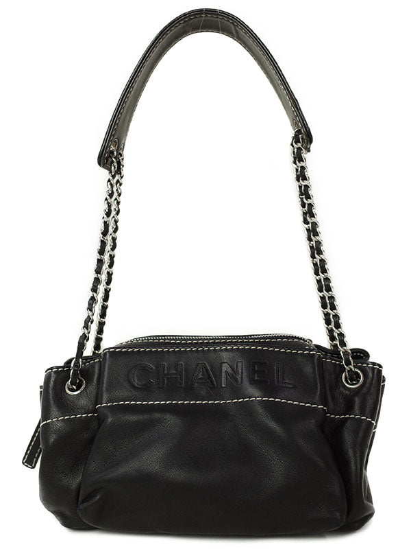Chanel Logo Chain Semi-Shoulder Bag Black