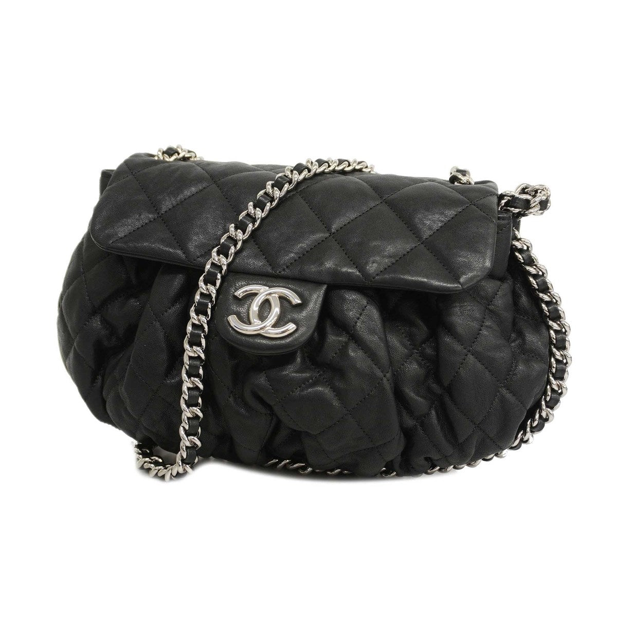 Chanel  Line Single Chain Leather Black