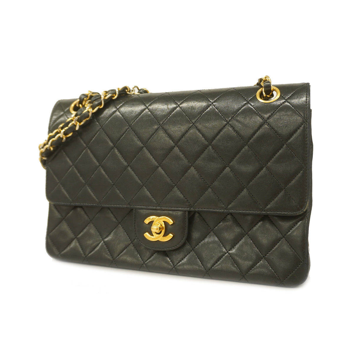 Chanel Matelasse W Flap W Chain Lambskin Black