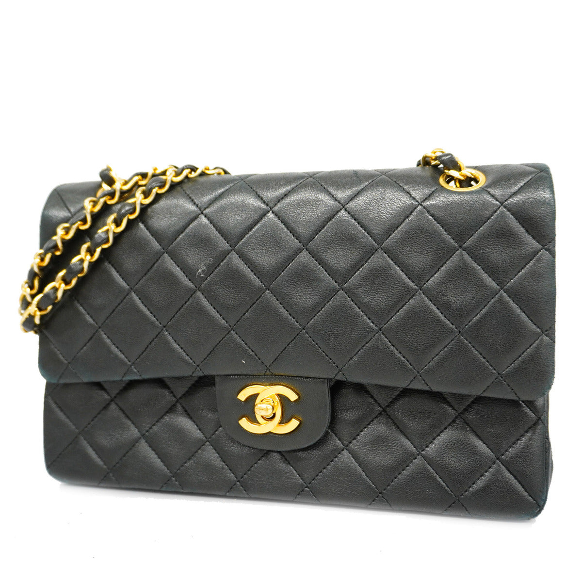 Chanel Shoulder Bag Matelasse Chain Lambskin Black