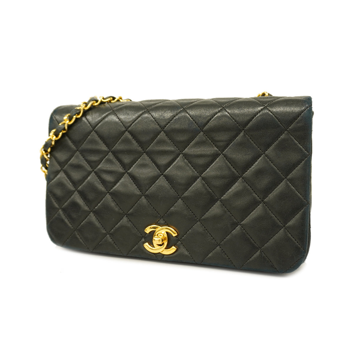 Chanel Shoulder Bag Matelasse Single Chain Lambskin Black