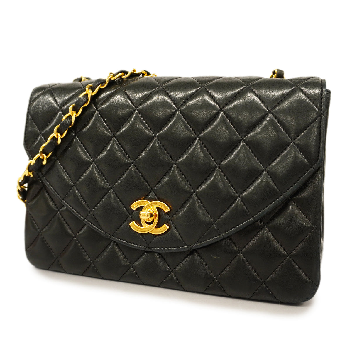 Chanel Shoulder Bag Matelasse Single Chain Lambskin Black