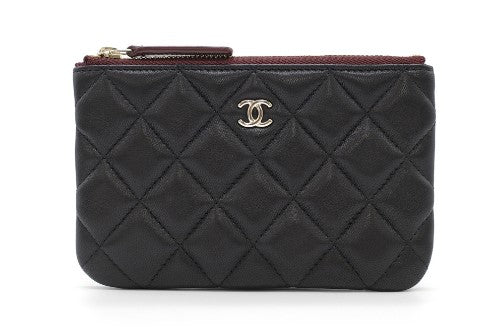 Chanel Classic Mini Pouch Cosmetic Pouch Matelasse Black Lamb Cocomark