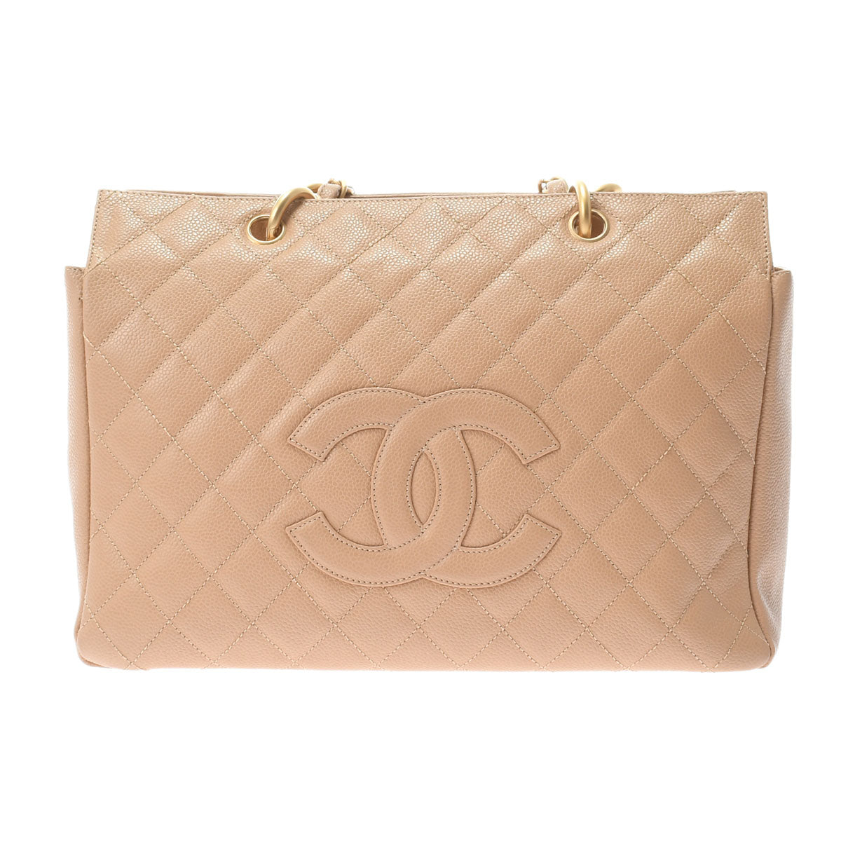 Chanel Matelasse Chain Tote Bag Beige/Gold Hardware Caviar Skin