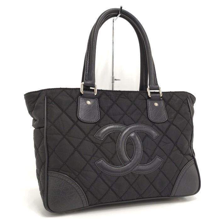Chanel Tote Bag Paris New York Line Cocomark Nylon Leather Black