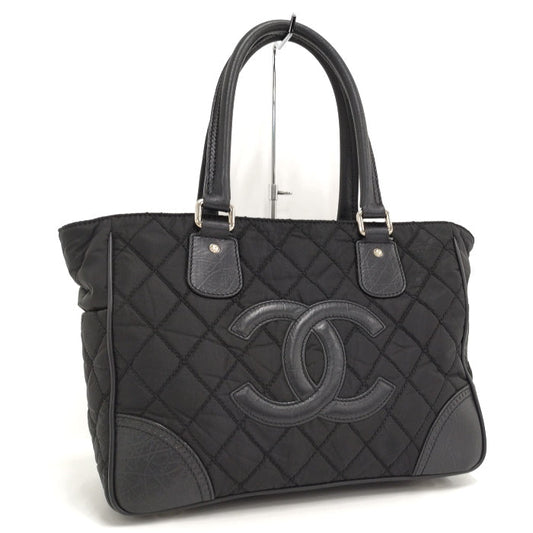 Chanel Tote Bag Paris New York Line Cocomark Nylon Leather Black