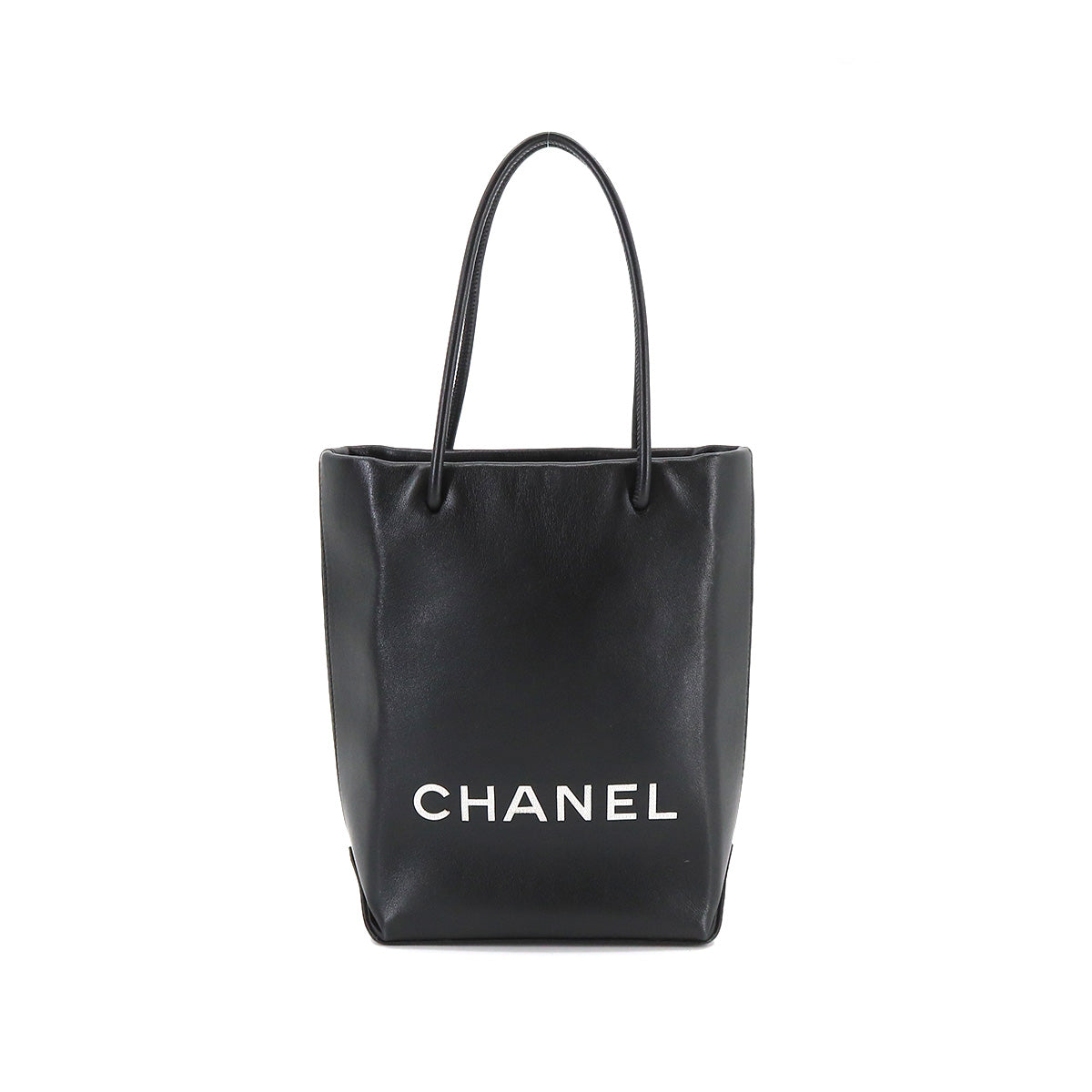 Chanel Essential Tote Bag Leather Black Silver Metal Fittings