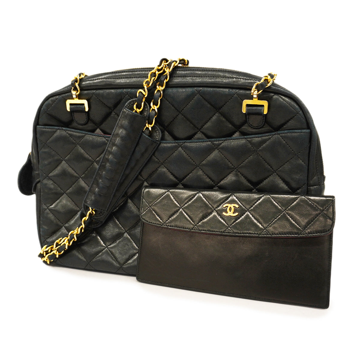 Chanel Shoulder Bag Matelasse Chain Lambskin Black