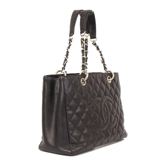 Chanel Chain Tote Bag GST Caviar Skin Shoulder Bag Black