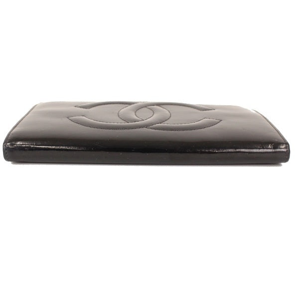Chanel Patent Clasp Long Wallet Black