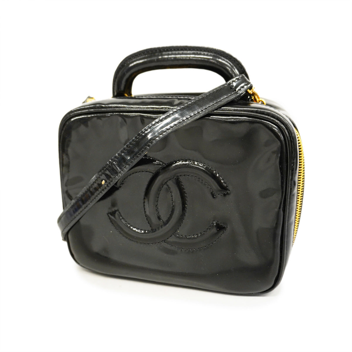 Chanel Vanity Bag Patent Leather Black