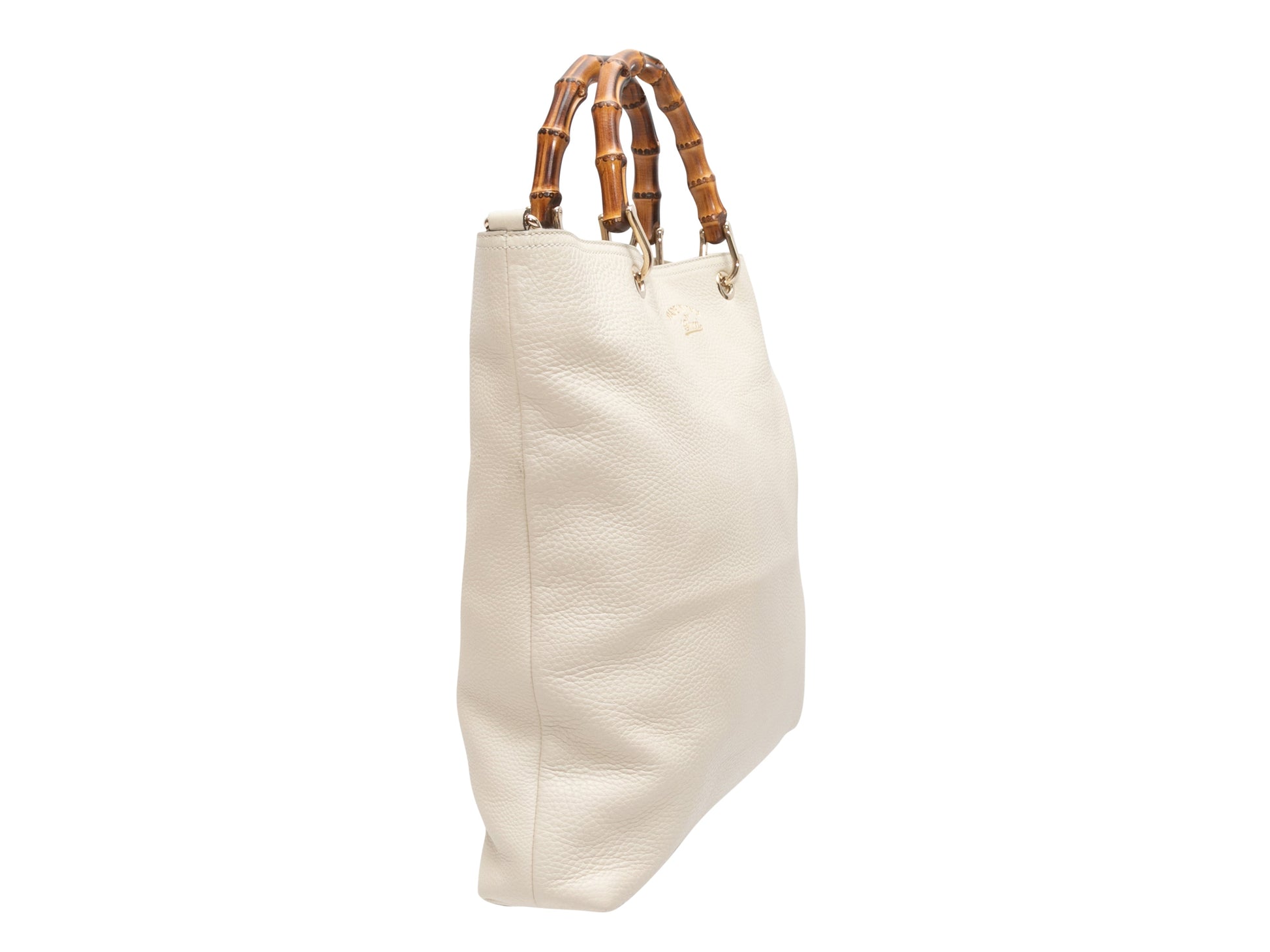 Gucci Bamboo White Leather Tote