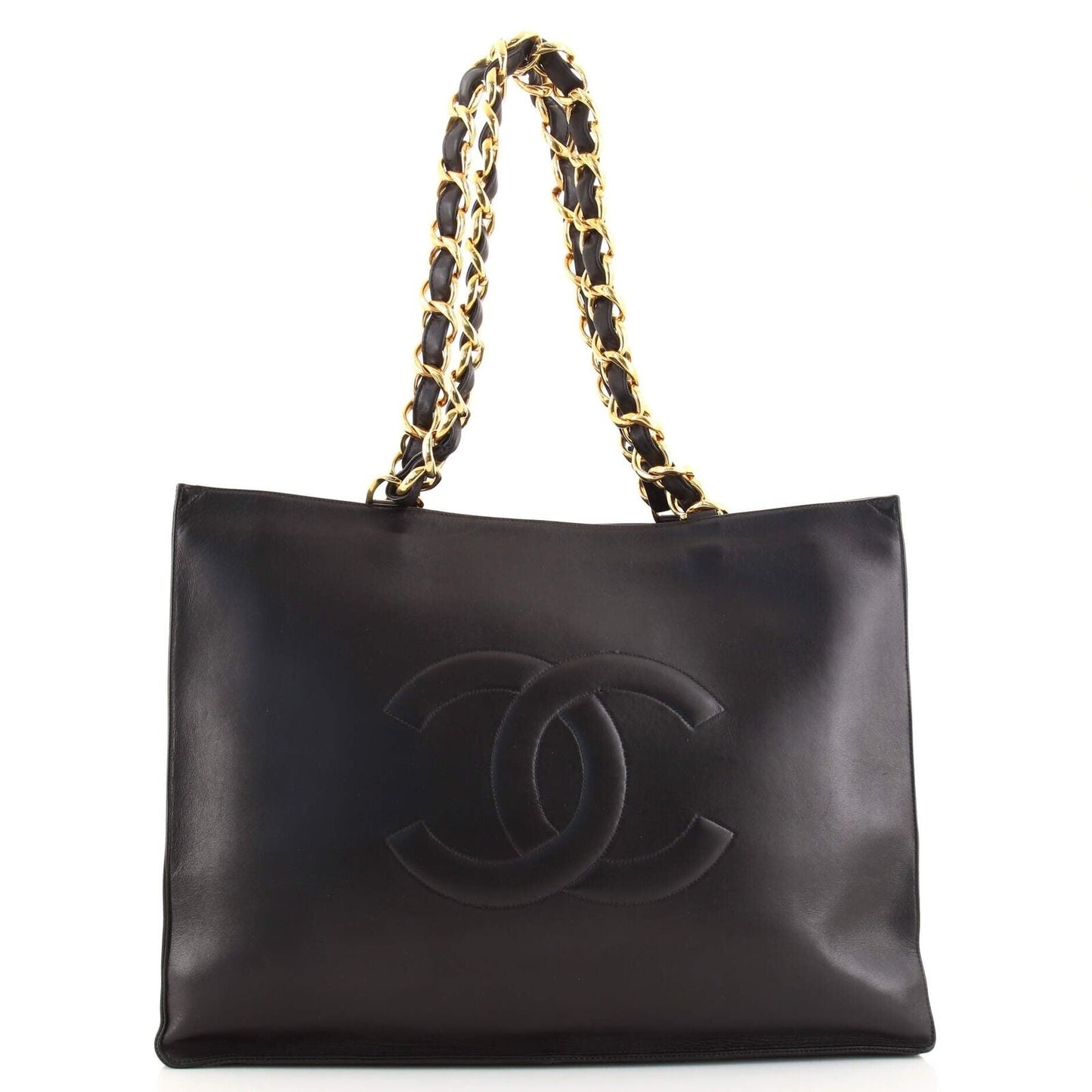 Chanel Vintage CC Chain Tote Lambskin Large Black
