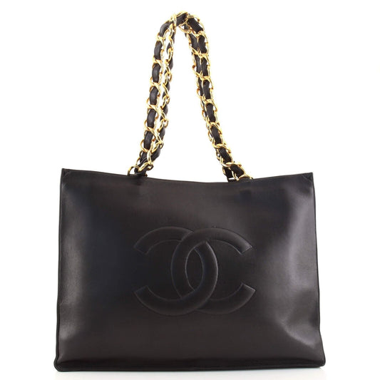 Chanel Vintage CC Chain Tote Lambskin Large Black