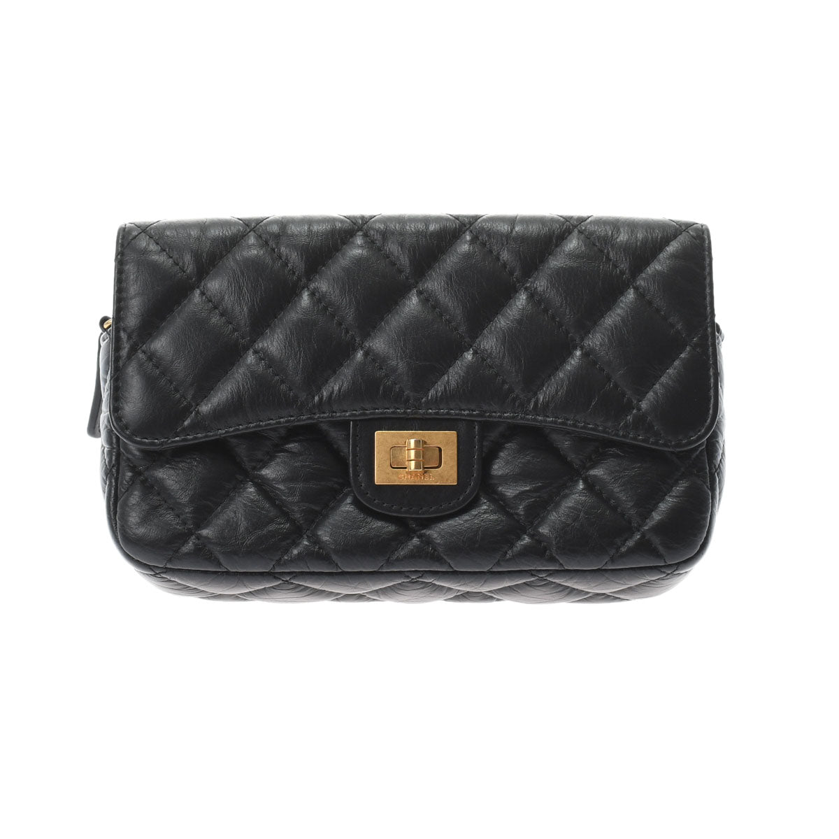 Chanel Chain Black/Matte Gold Hardware Aged Calfskin Shoulder Bag