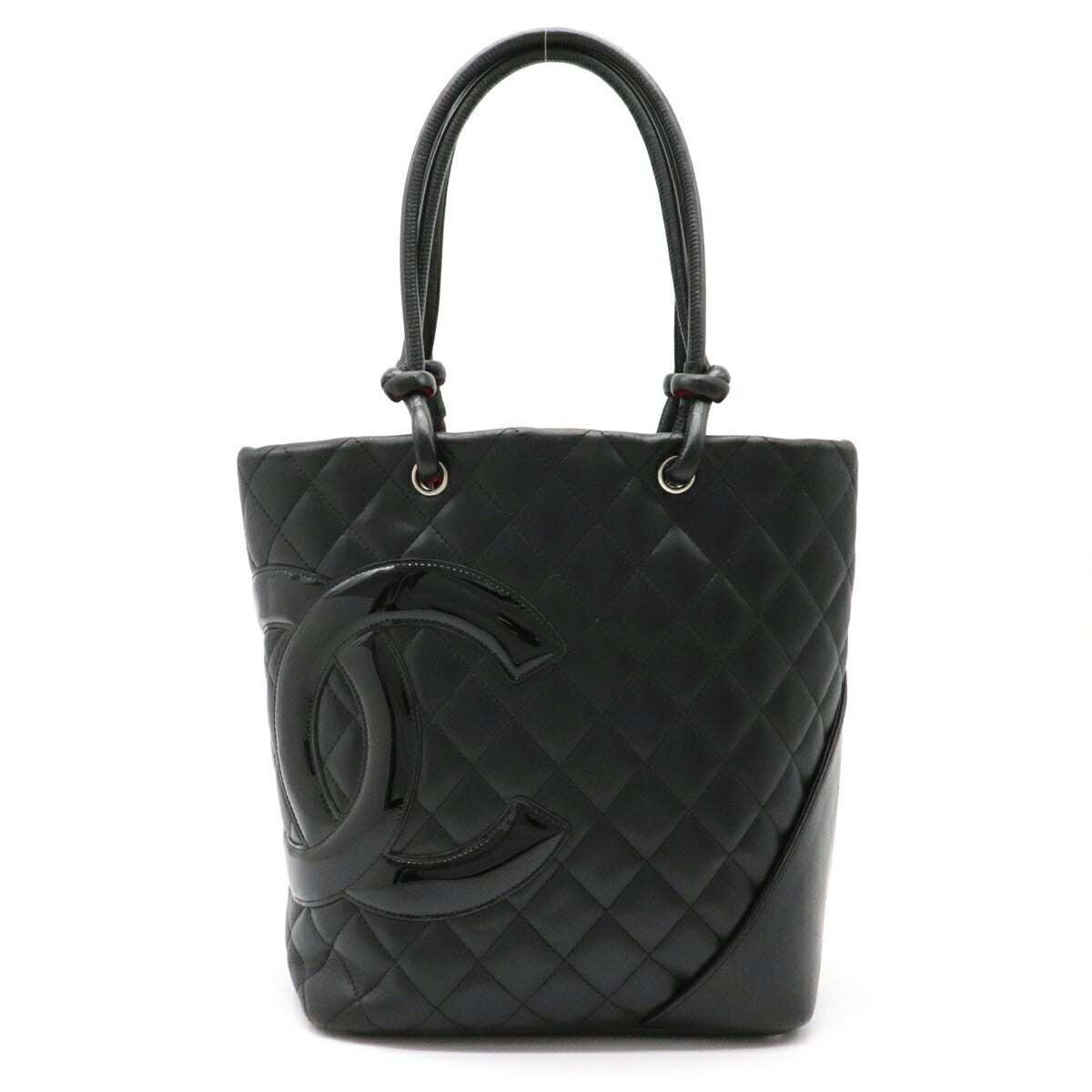 Chanel Cambon Line Medium Tote Bag Soft Calf Enamel Black