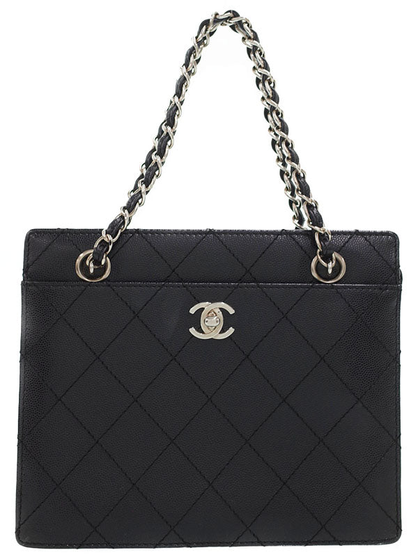 Chanel Wild Stitch Matelasse Chain Handbag Shoulder Bag Black