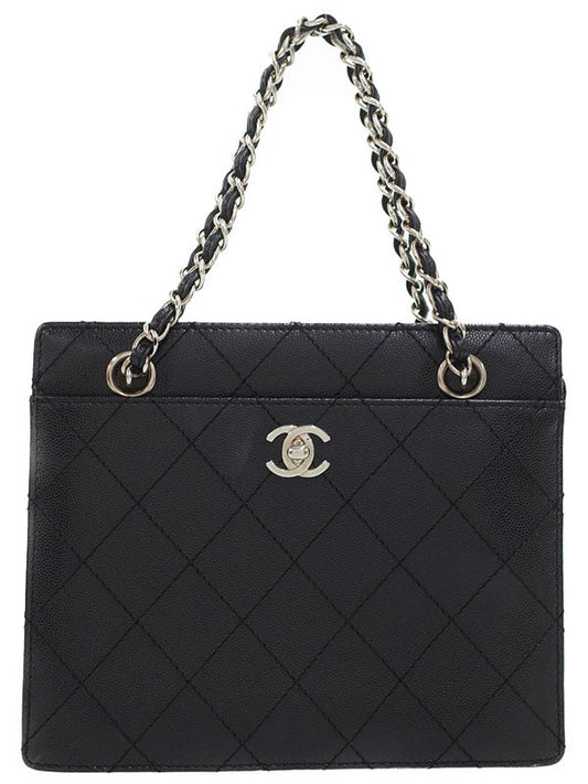 Chanel Wild Stitch Matelasse Chain Handbag Shoulder Bag Black