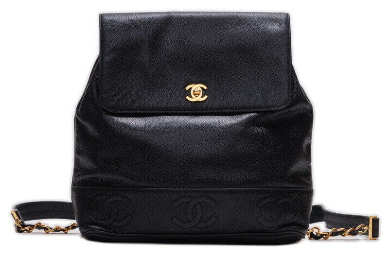 Chanel Triple Coco Turn Lock Chain Caviar Skin Black