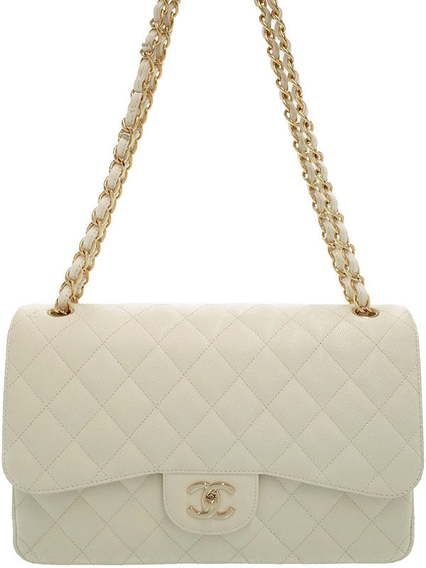 Chanel Deca Matelasse Chain Shoulder Bag White