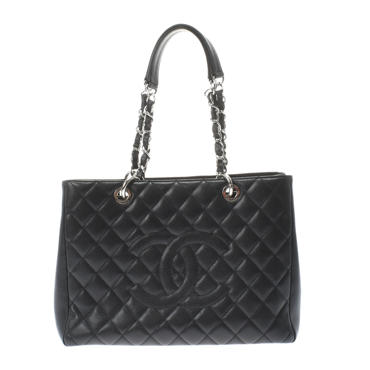 Chanel Matelasse Gst Black Silver Hardware Caviar Skin Tote Bag