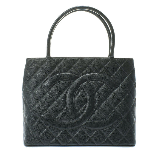 Chanel Gold Hardware Caviar Skin Tote Bag Black