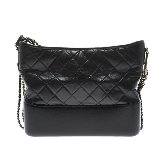 Chanel Black Gold Silver Hardware Vintage Calfskin Shoulder Bag