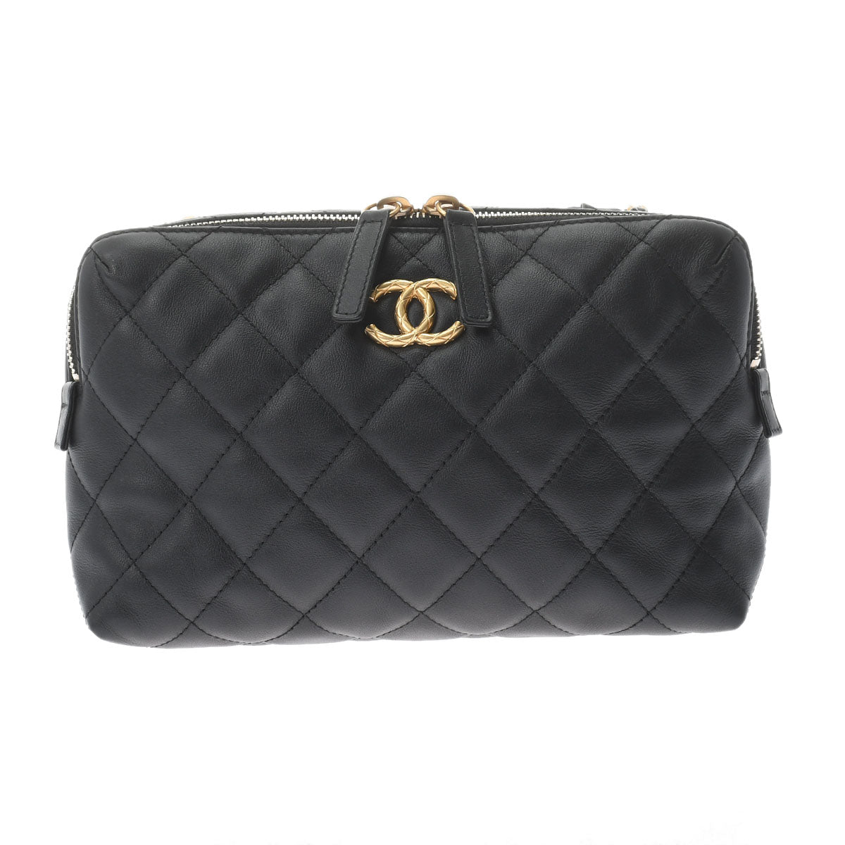 Chanel Matelasse Bowling Bag Black Gold Hardware Calfskin Shoulder Bag