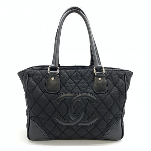 Chanel Tote Bag Cocomark Nylon Leather Quilting Black