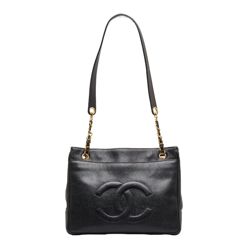 Chanel Deca Coco Mark Chain Tote Bag Shoulder Bag Black