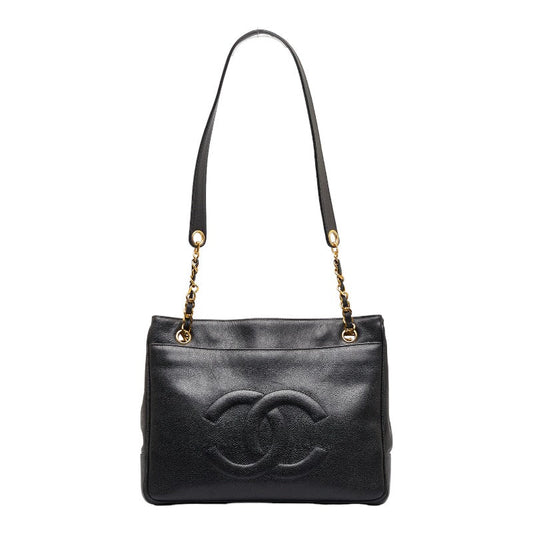 Chanel Deca Coco Mark Chain Tote Bag Shoulder Bag Black