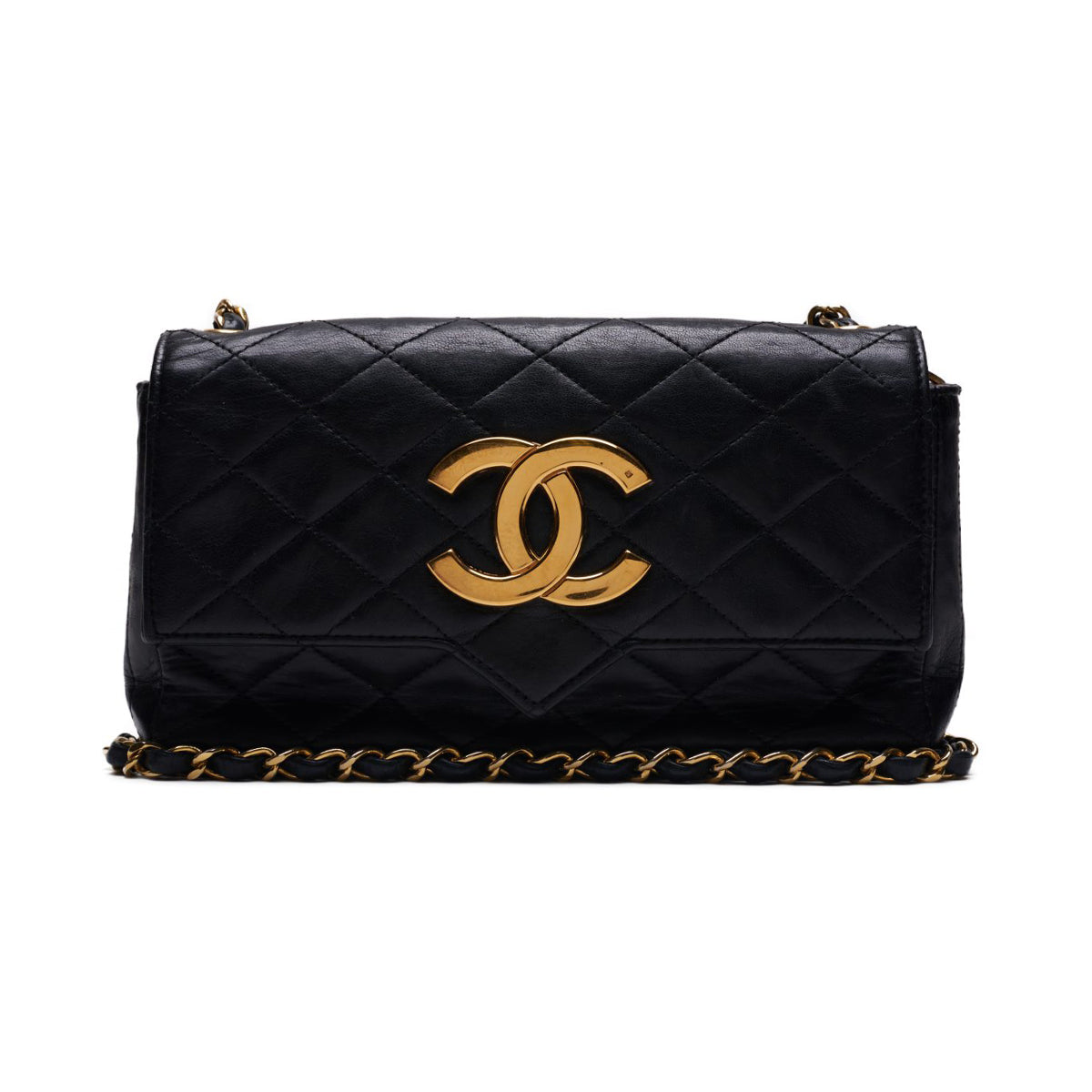 Chanel Matelasse Chain Lambskin Shoulder Bag Black