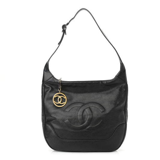 Chanel Caviar CC Hobo Black