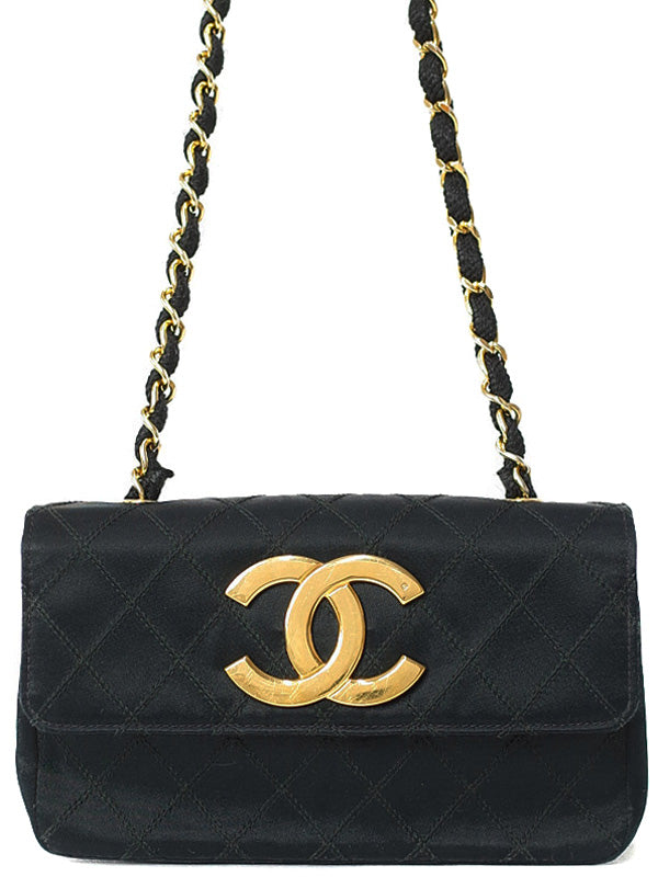 Chanel Bicolore Coco Mark Chain Shoulder Bag Black