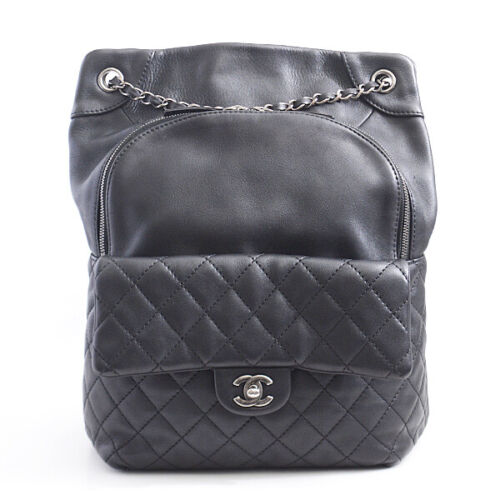Chanel Bag Matelasse Chain Lambskin Backpack Black