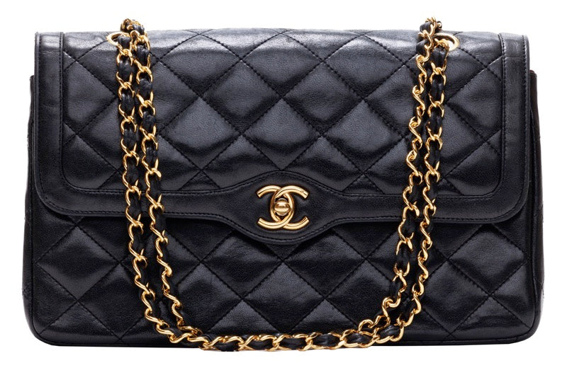Chanel Matelasse Double Flap Chain Lambskin Black