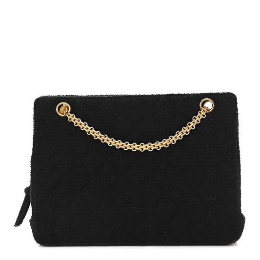Chanel Jersey Quilted Shopping Tote Black