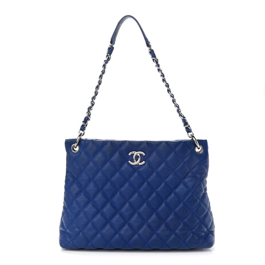 Chanel Caviar Quilted Easy Zip Tote Cobalt Blue