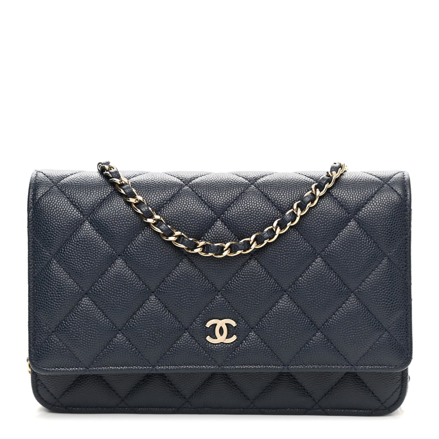 Chanel Caviar Quilted Wallet On Chain WOC Navy Blue